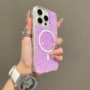 Luxury Bling Glitter Colorful Phone Case for iPhone 16 15 14 13 Pro Max Drop Glue Magnetic case for iPhone 17 Air